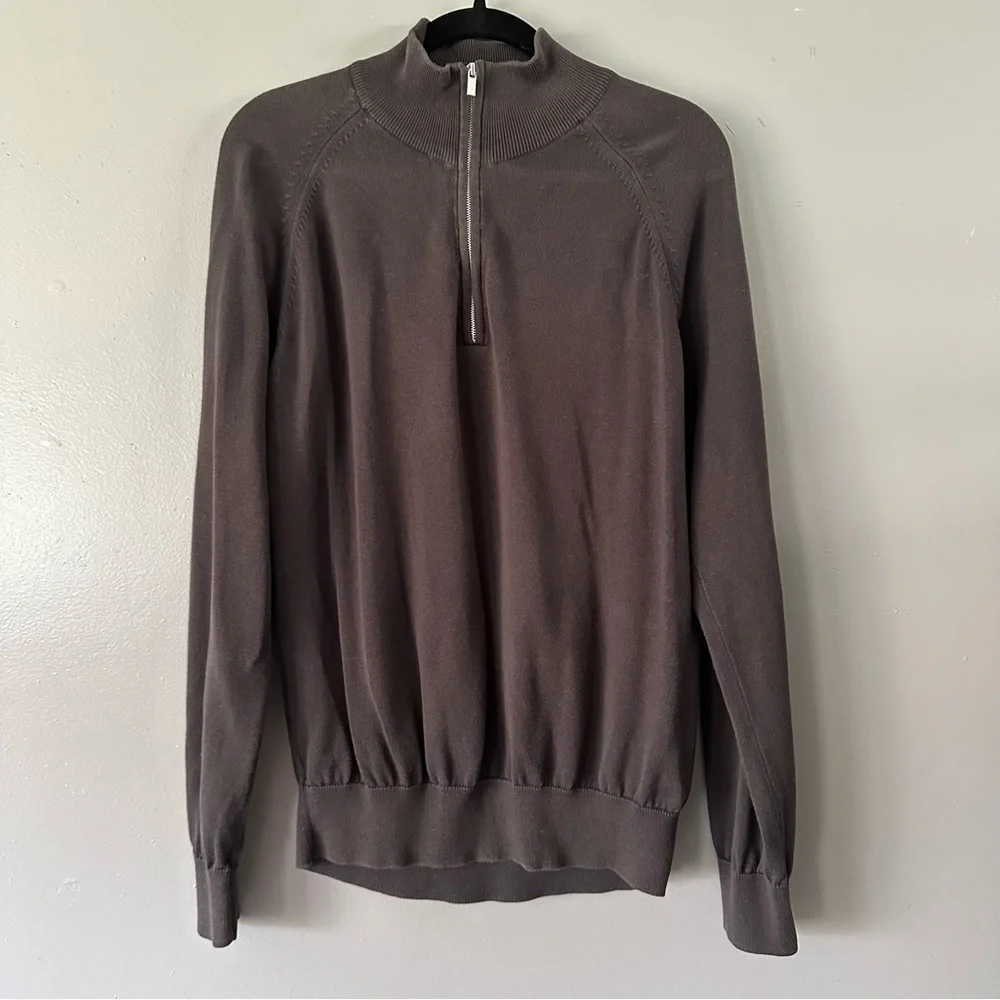 Faconnable 1/4 Zip Sweatshirt 100% Cotton |‎ Charcoal Grey